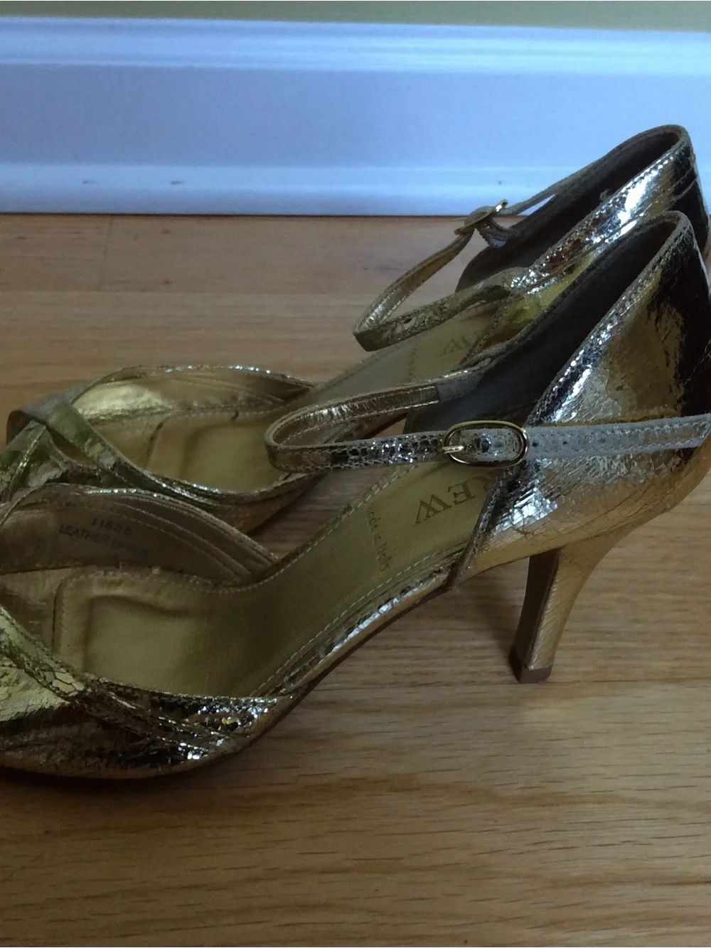 J. Crew Nicolette Gold Open-Toe Heels with Ankle Strap - NEW IN BOX - SIZE 6.5